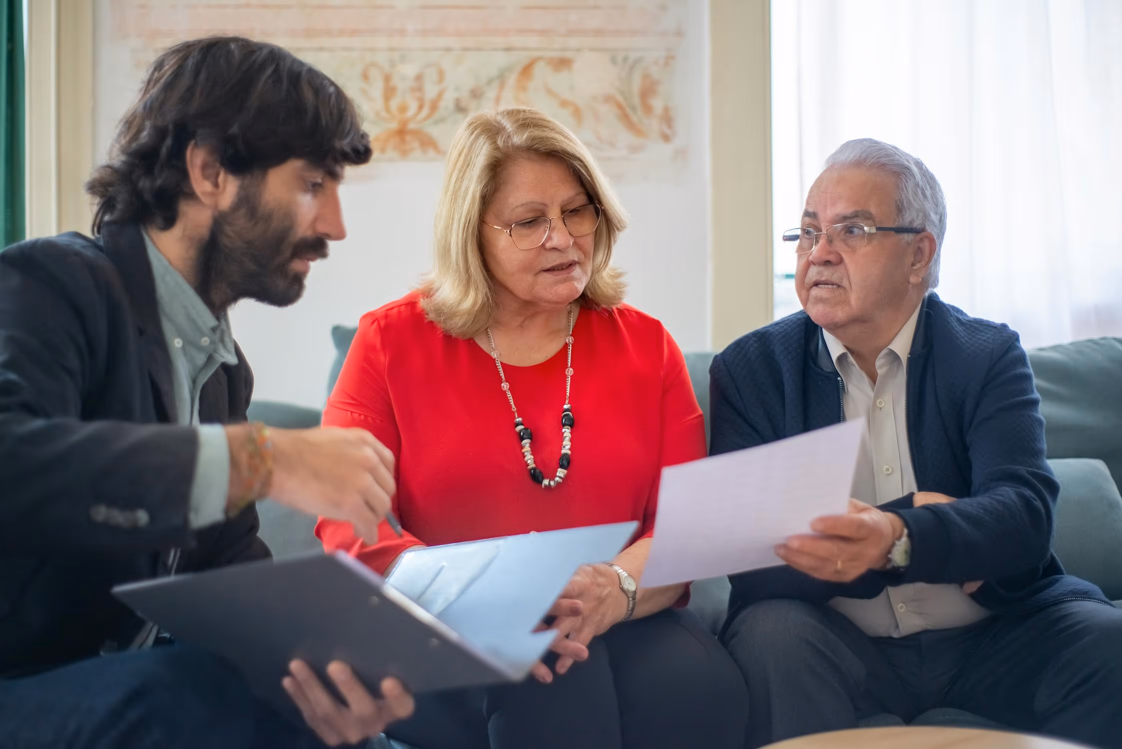 Recruiter reviewing a resume in an interview